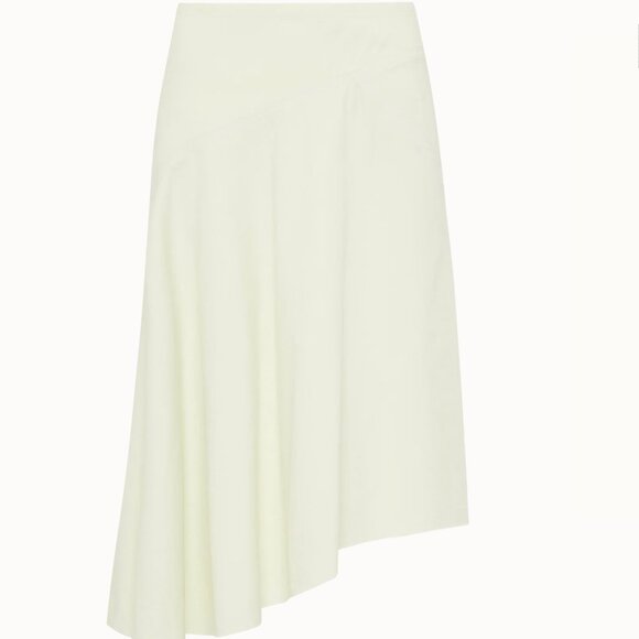 708. FAITHFUL Calais Skirt Foam Cream Asymmetrical Midi Skirt Sz 2 28"W $170 - Picture 2 of 10
